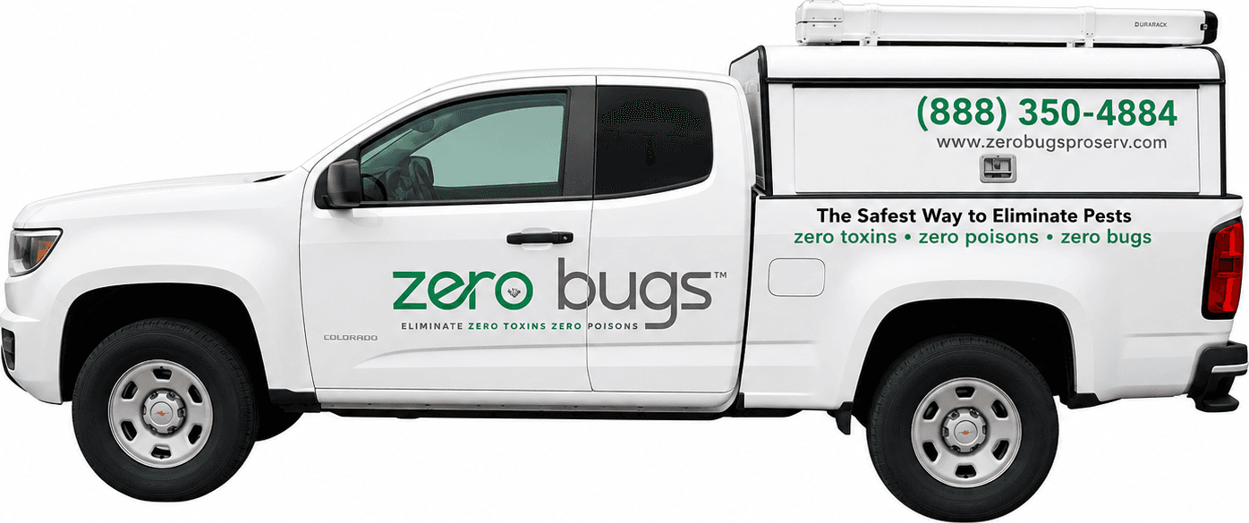 A Zero Bugs Professional Services pest control truck in Dallas